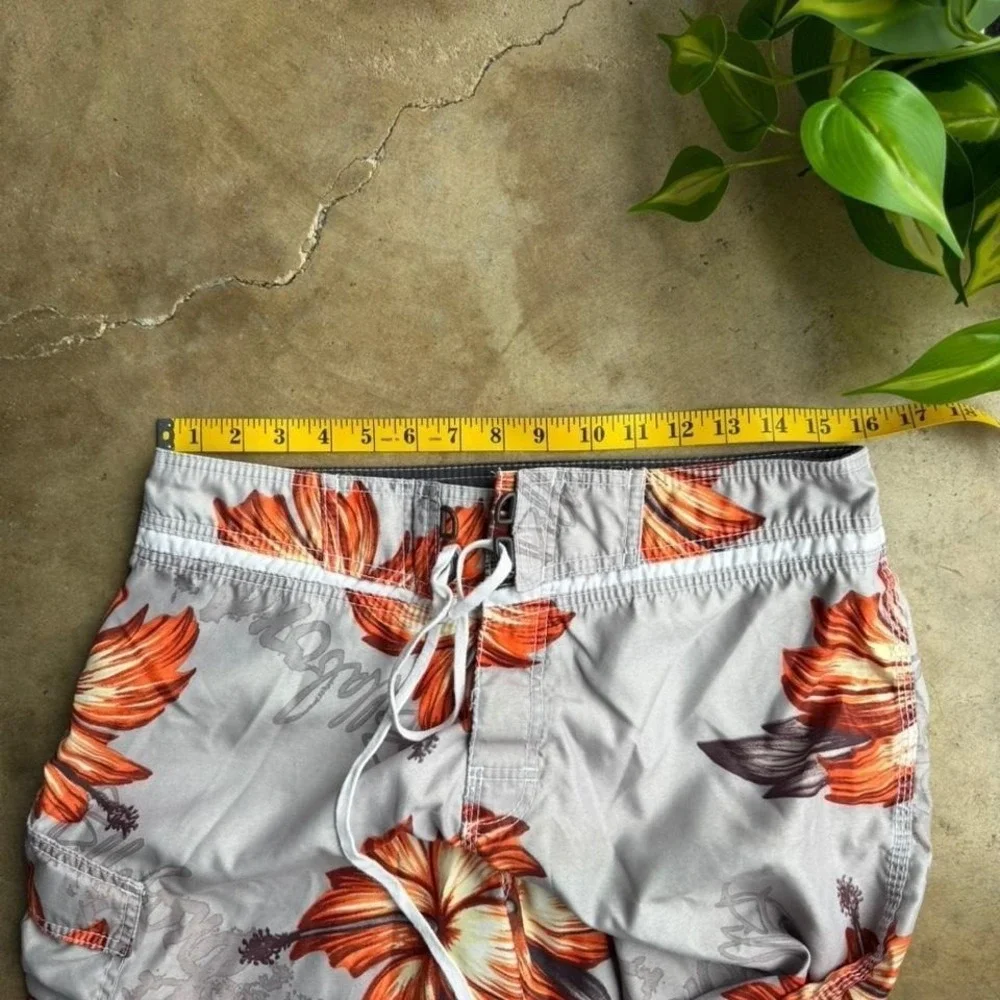 Vintage Y2K Orange grey billabong floral swim trunks size 32
